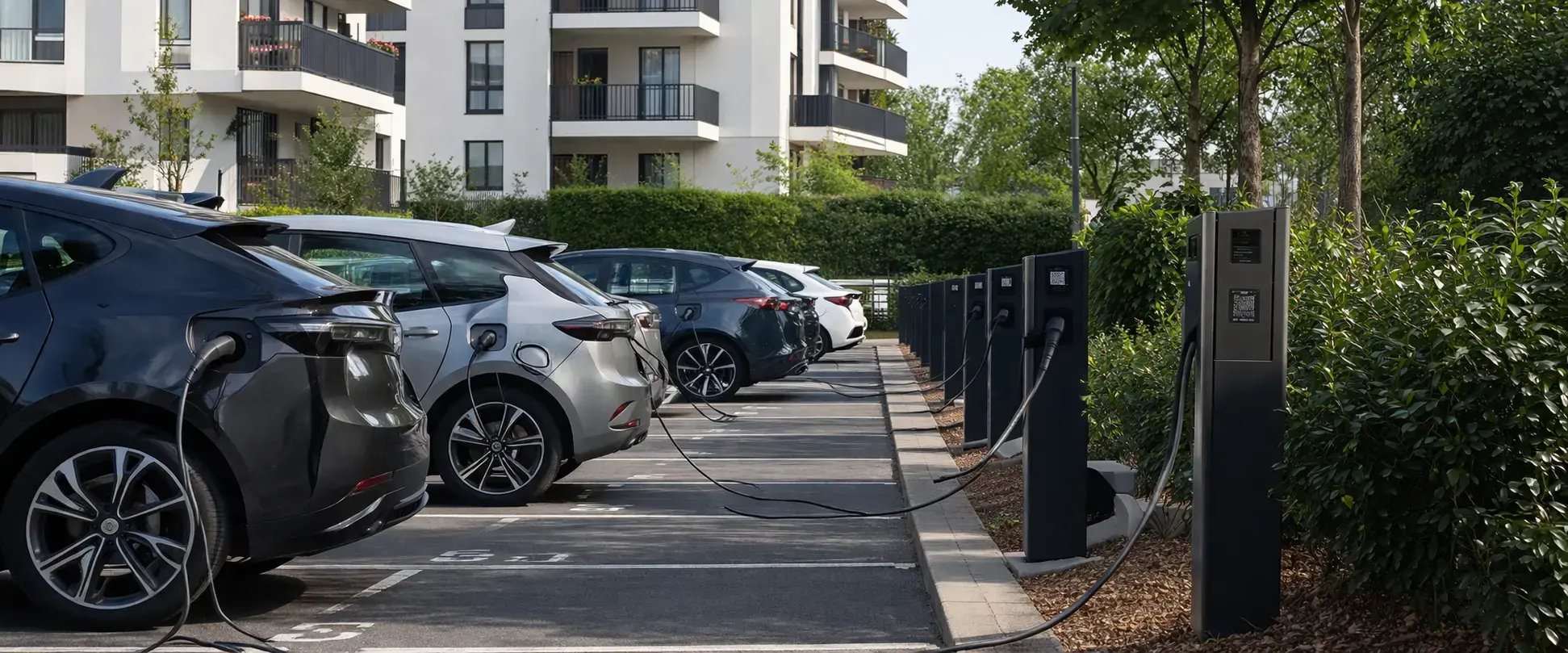 Parking collectif de copropriété avec bornes de recharge AFFRA Réseaux